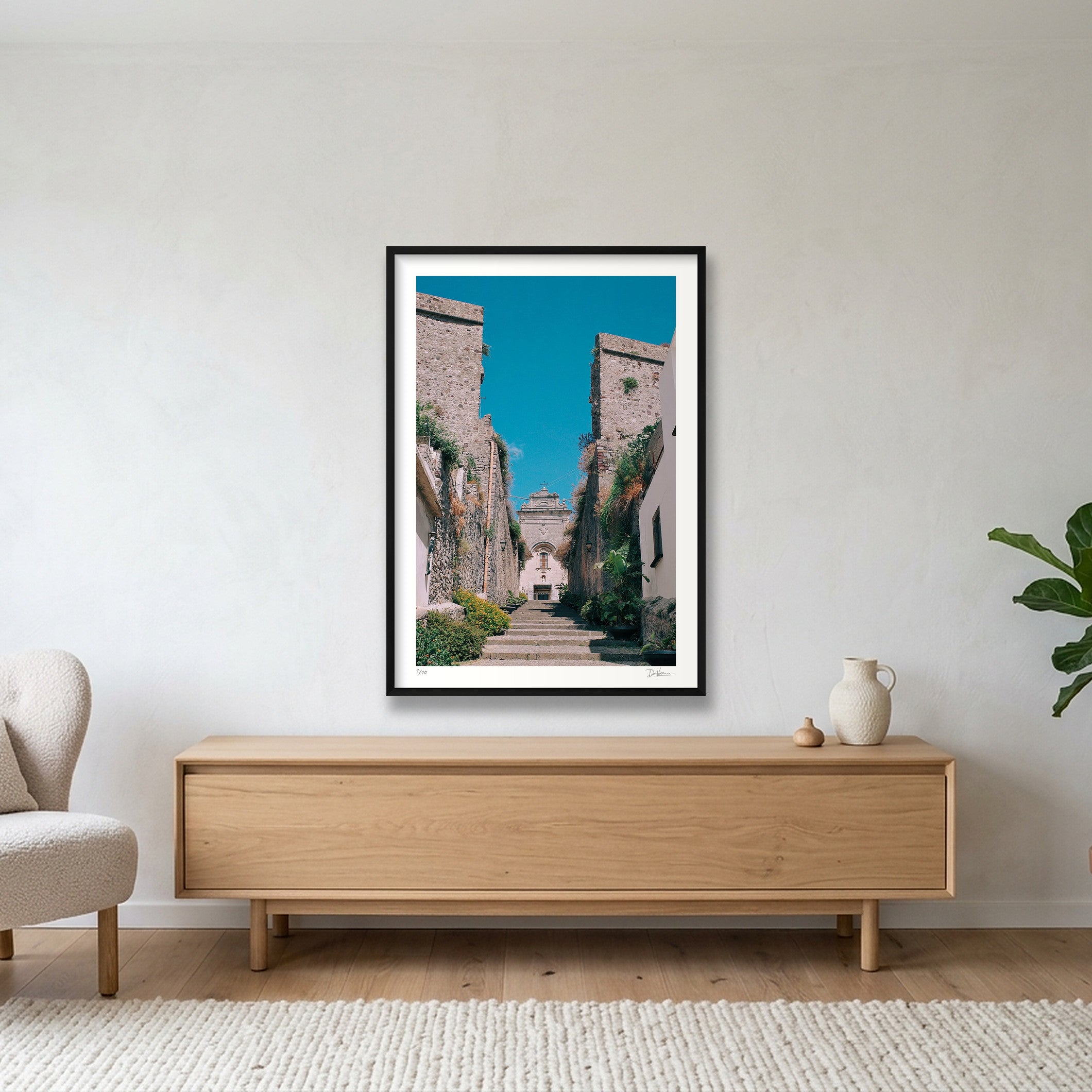 Steps To Church — 70×100cm, 28×39" Black Frame