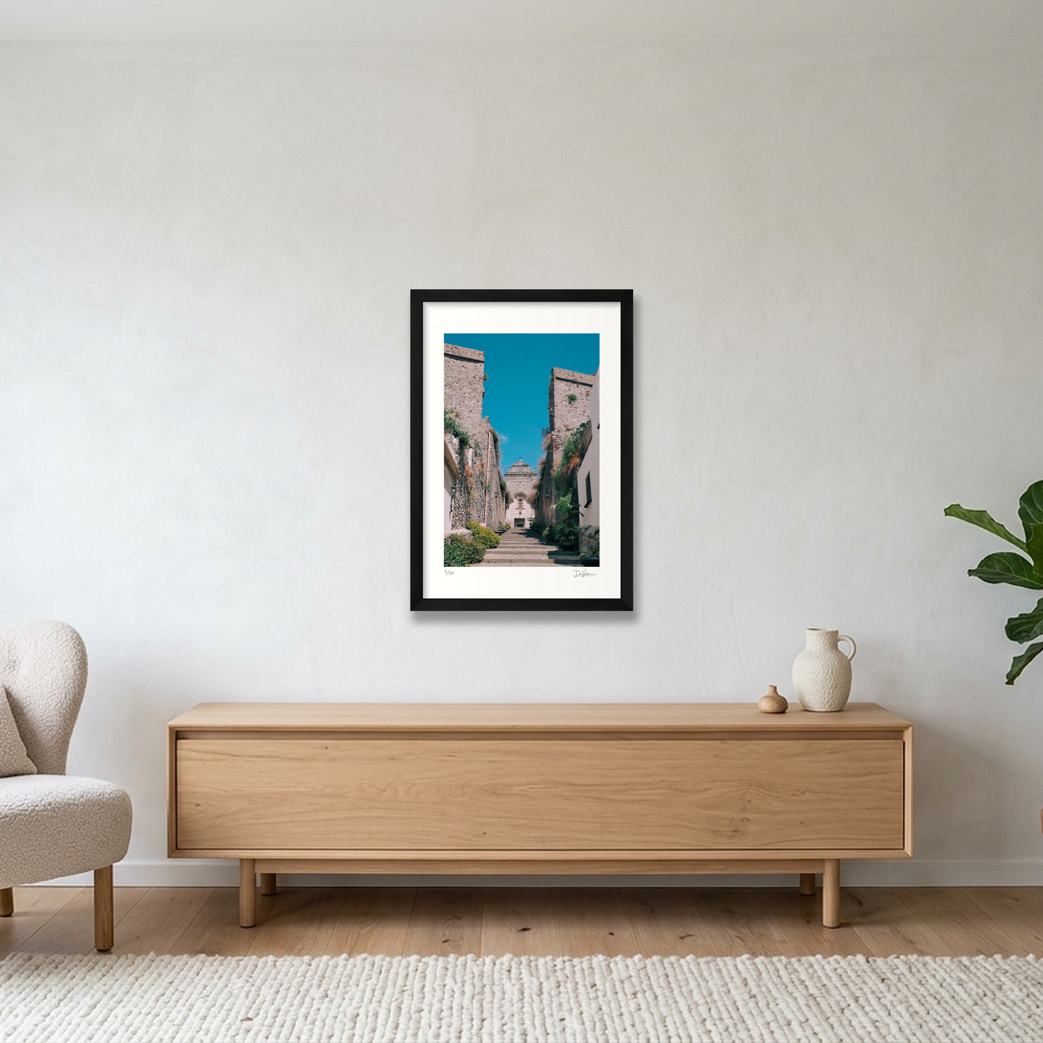Steps To Church — 30×45cm, 12×18" Black Frame